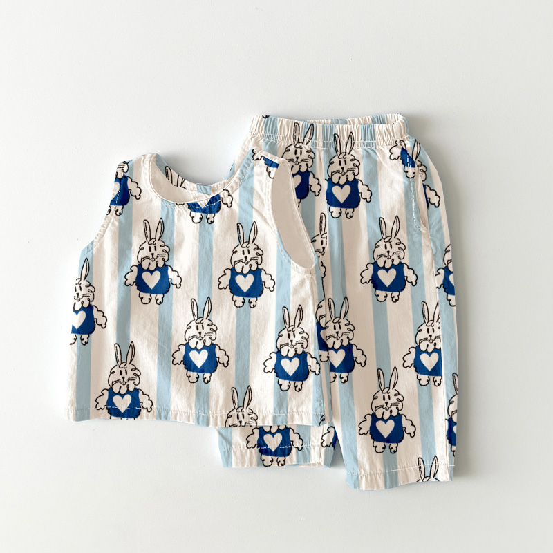 Baby Toddler Rabbit Heart Stripe 2-Piece Lemon Set