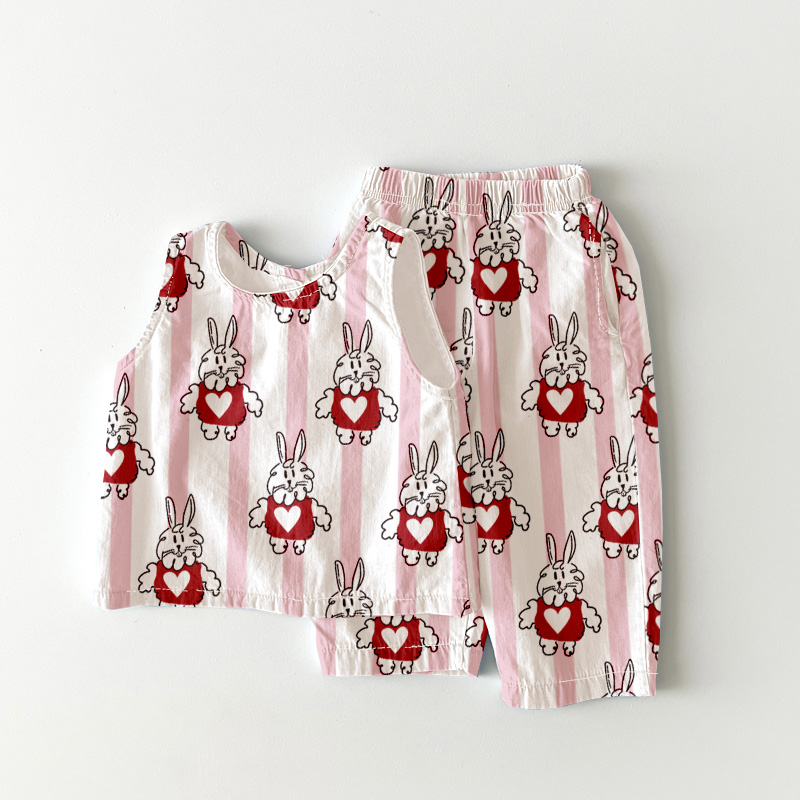 Baby Toddler Rabbit Heart Stripe 2-Piece Lemon Set