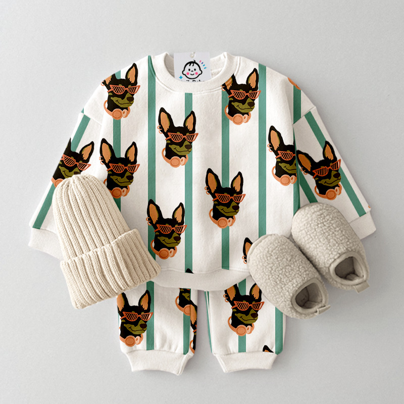Baby Toddler Dog Stripe Pattern 2-Piece Set