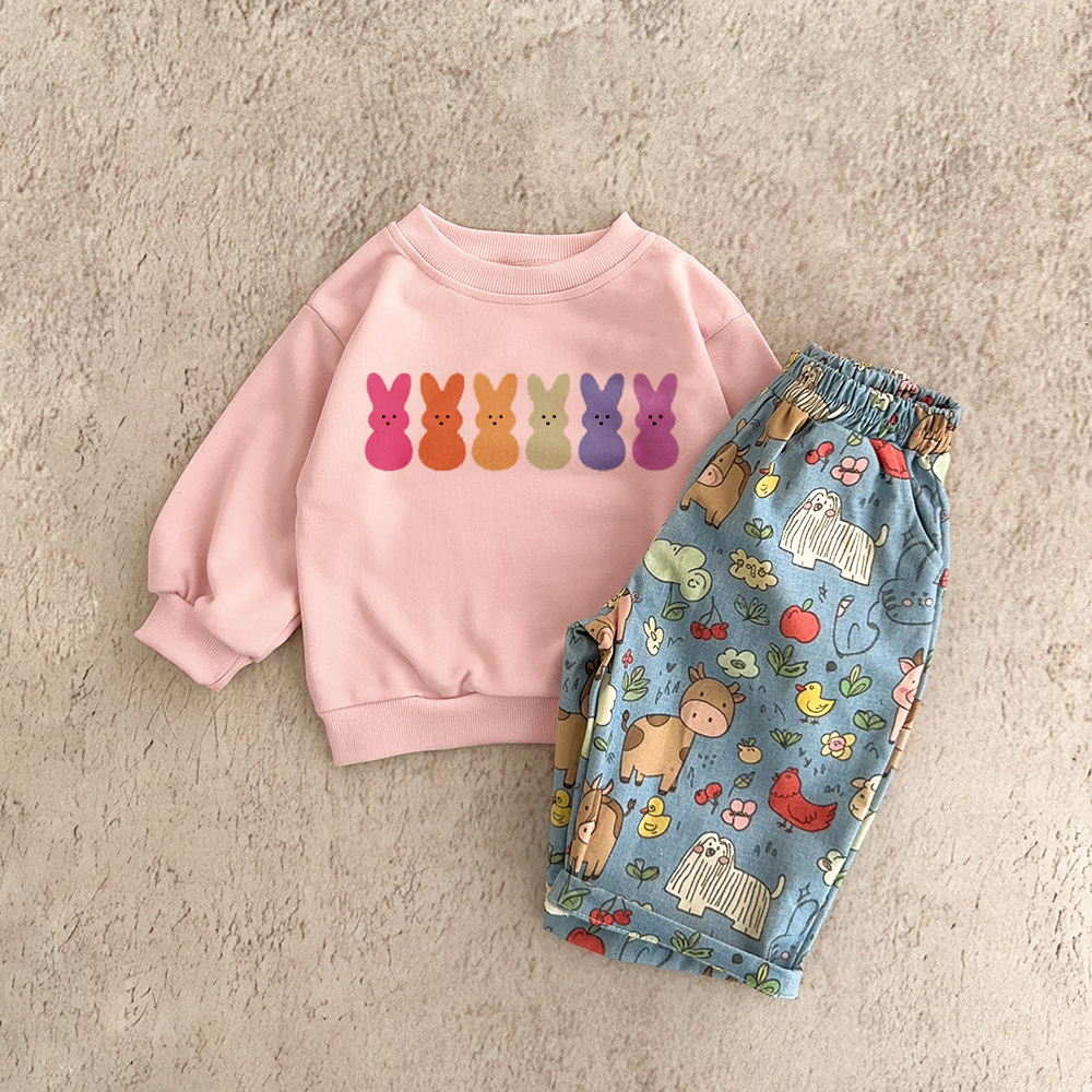 Baby & Kids Colorful Rabbits Animal Pants 2-Piece Set