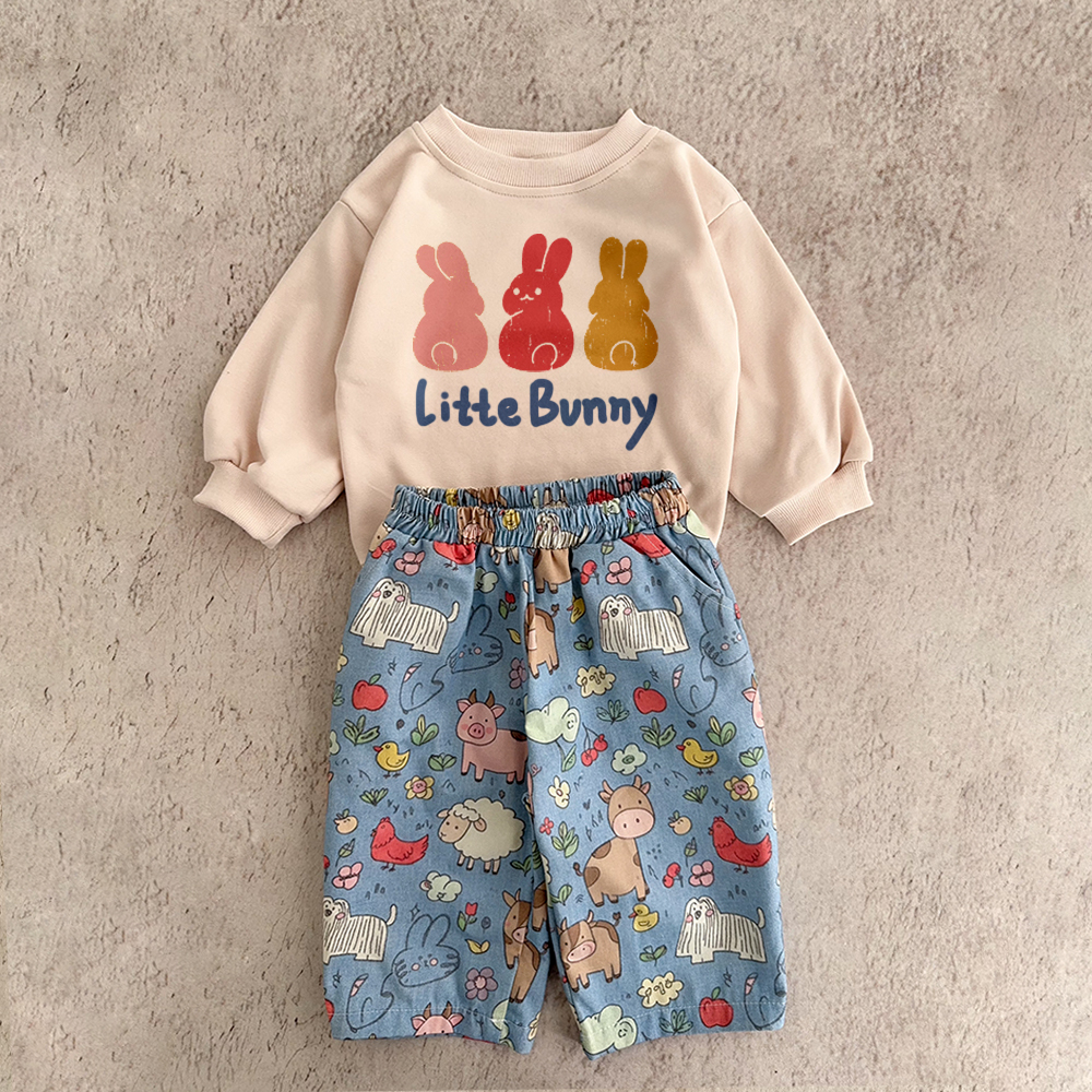 LITTLE BUNNY Baby & Kids Rabbits Animal Pants 2-Piece Set