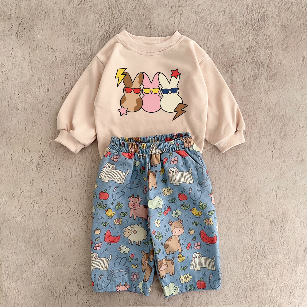 Baby & Kids Rabbits Check Pants 2-Piece Set