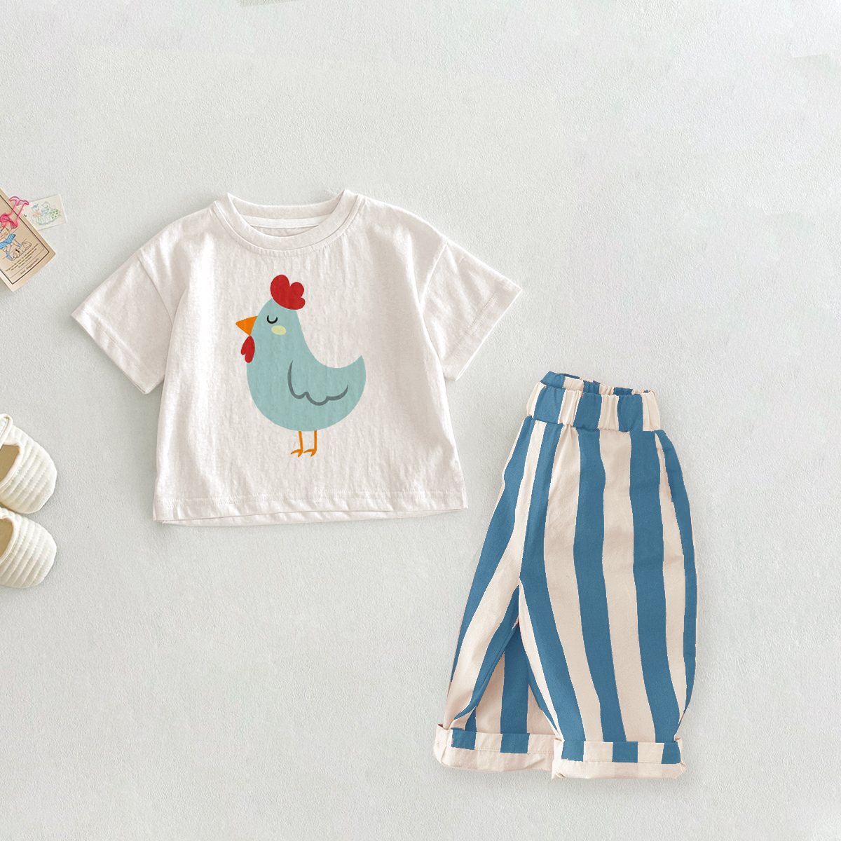 Baby Toddler Blue Chick Pattern 2 Piece Set