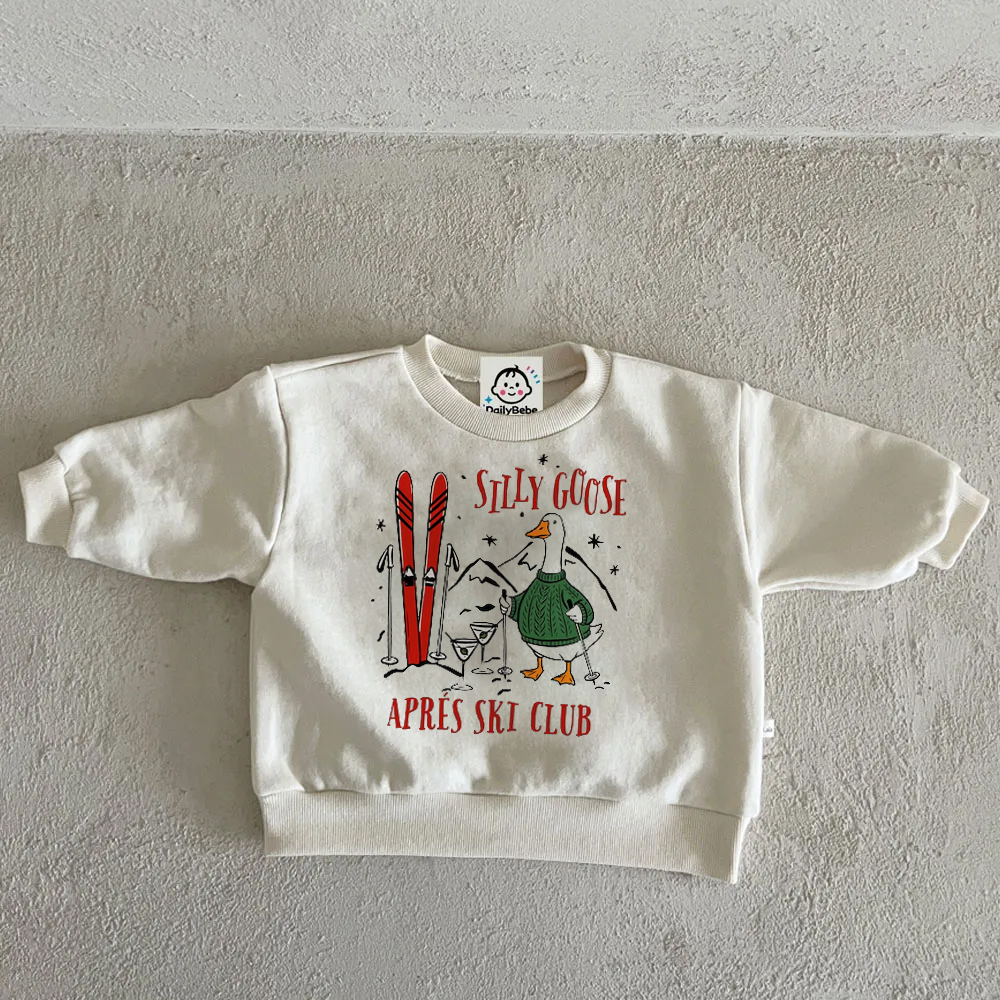 SILLY GOOSE APRES SKI CLUB Baby & Kids White Sweatshirt