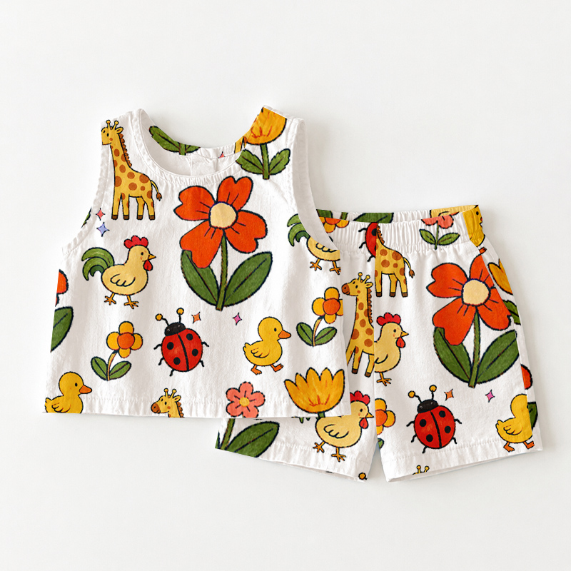 Baby Toddler Flowers Chick Duck Tank and Shorts Set
