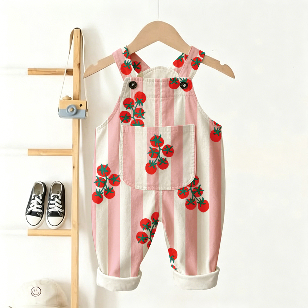 Baby Toddler Tomato Stripe Overalls