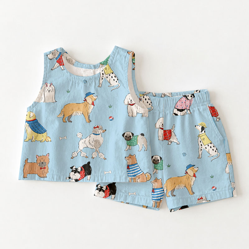 Baby Toddler Dogs Tank and Shorts Set