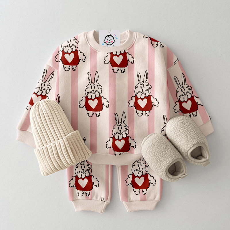 Baby Toddler Rabbit Heart Pattern 2-Piece Set