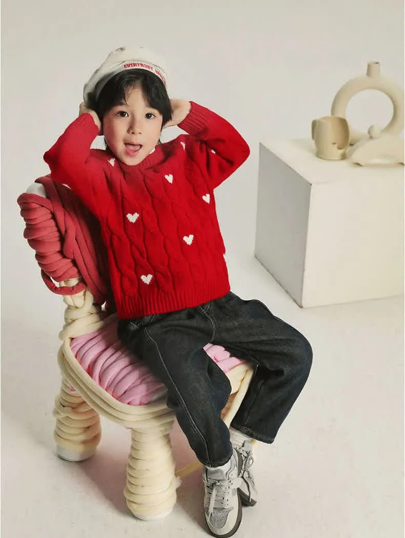 Kid Heart Shaped Christmas Sweater