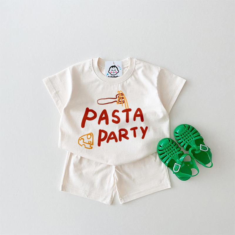 PASTA PARTY Baby Slogan White Set 