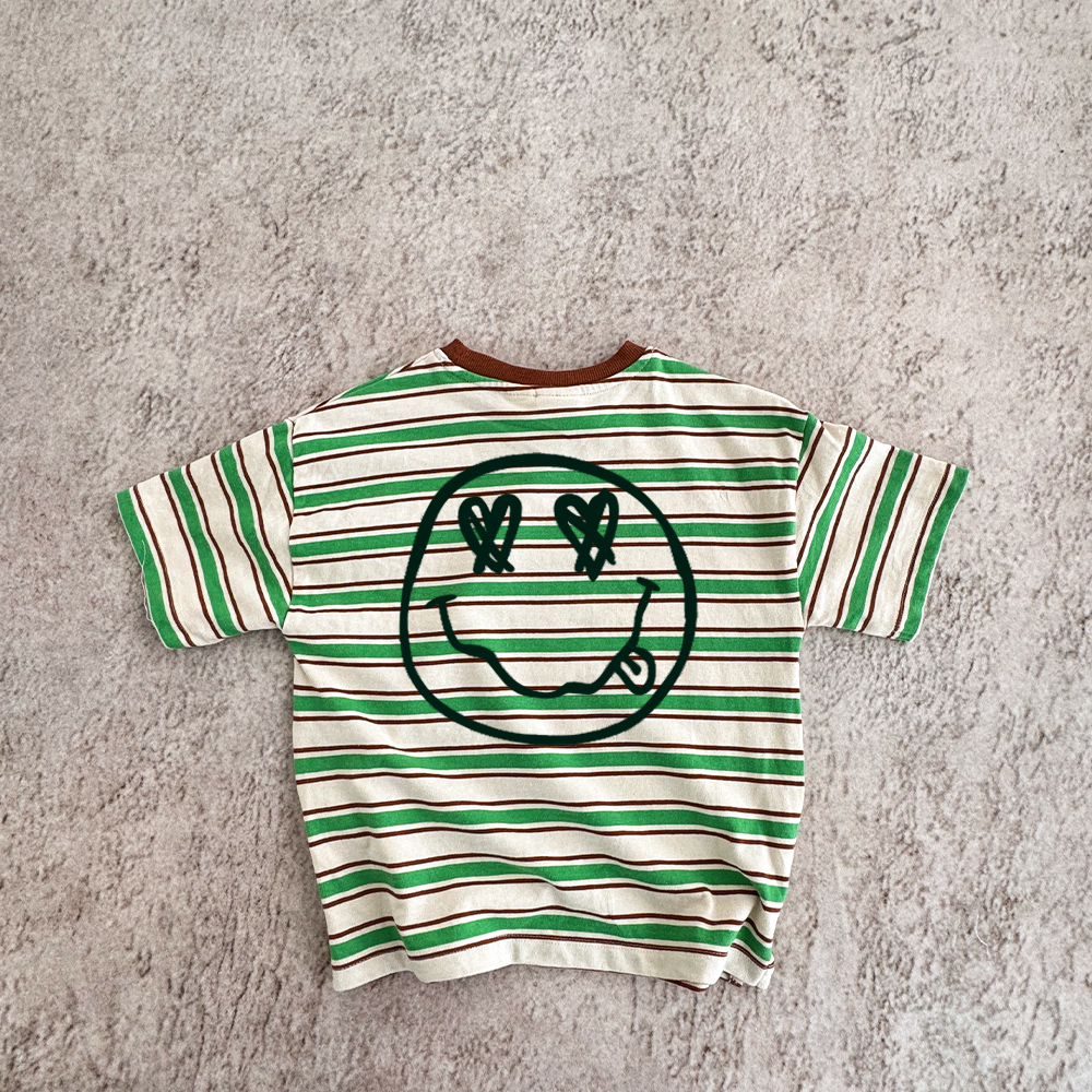 Baby & Kids Rock Smiley Stripe Front & Back Print T-Shirt (6M-12Y)