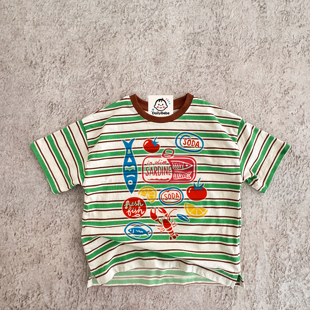 Baby & Kids Sardines Print Stripe T-Shirt (6M-12Y)