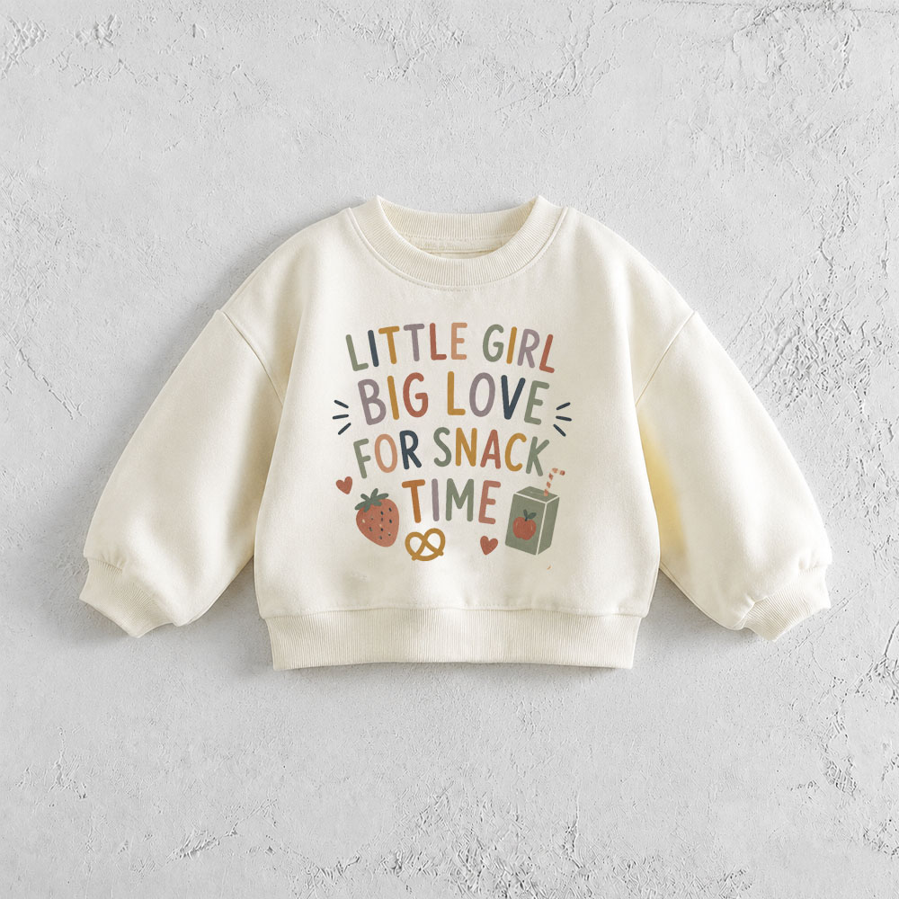 LITTLE GIRL BIG LOVE FOR SNACK TIME Baby & Kids Pattern Sweatshirt