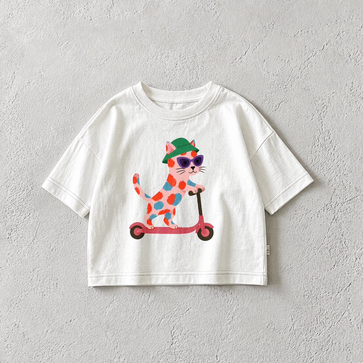 Baby & Kids Cat Slider Cart T-Shirt (6M-12Y)