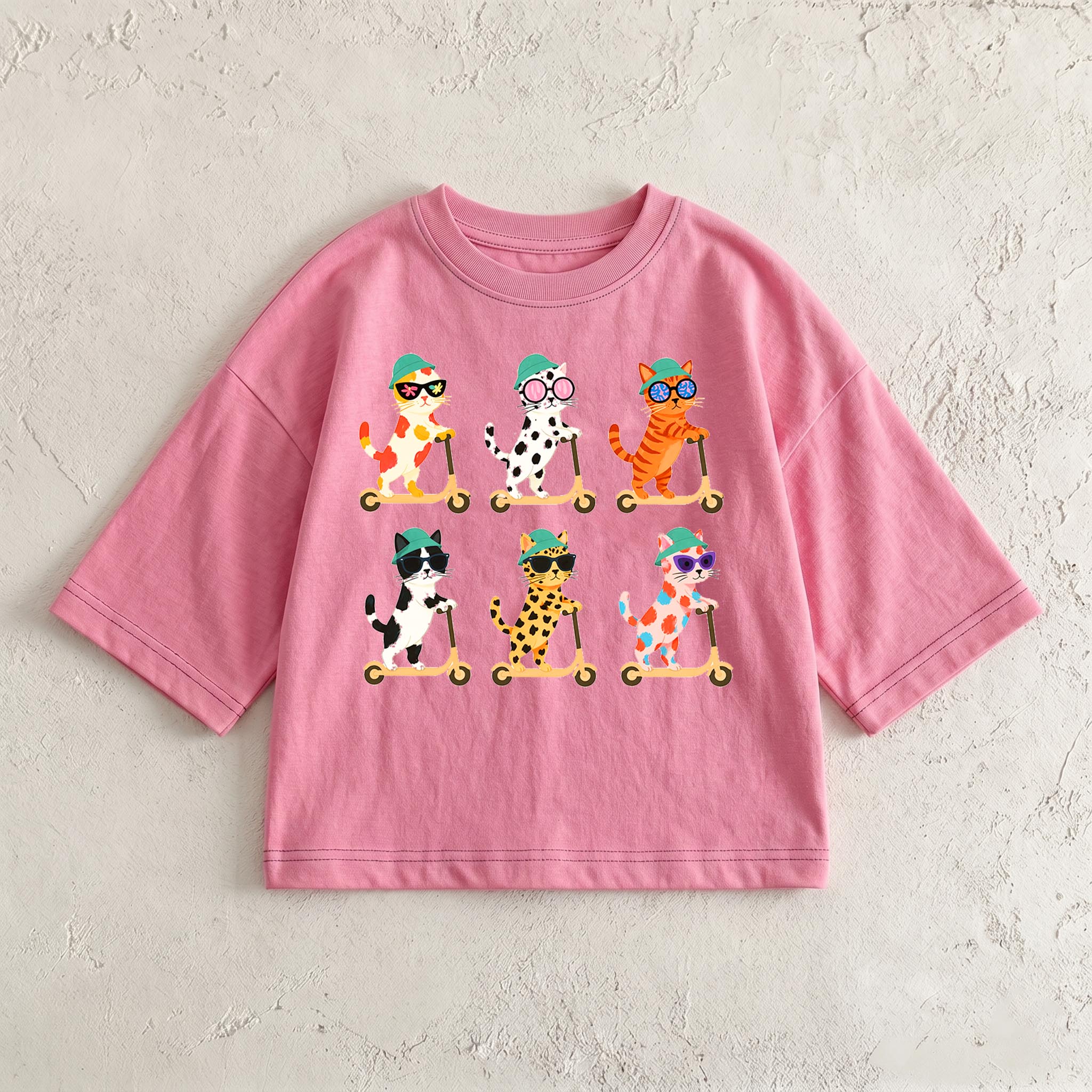 Baby & Kids Cats Slider Cart T-Shirt (6M-12Y)