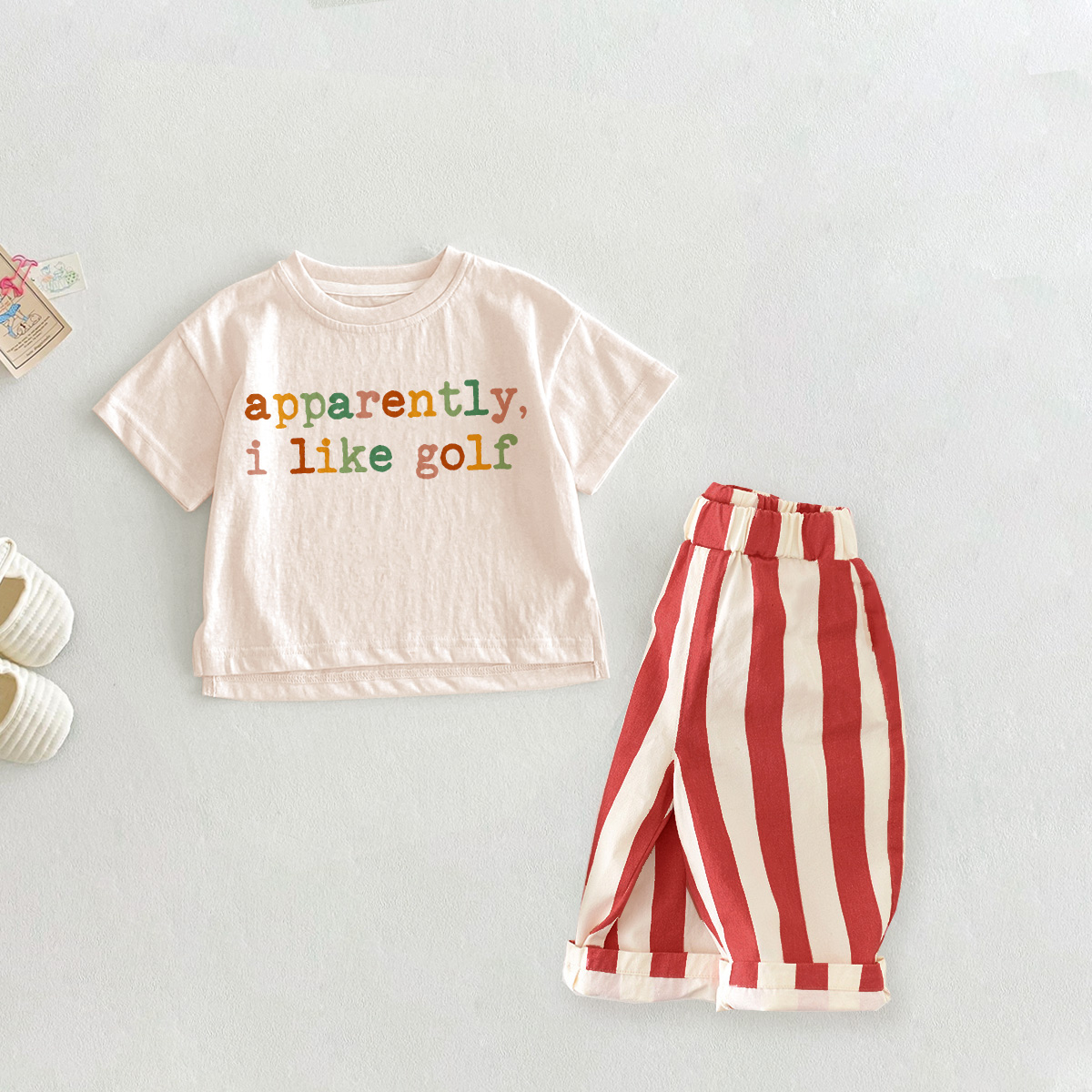 APPARENTLY I LIKE GOLF 2-Piece Slogan Red Casual Pants Set