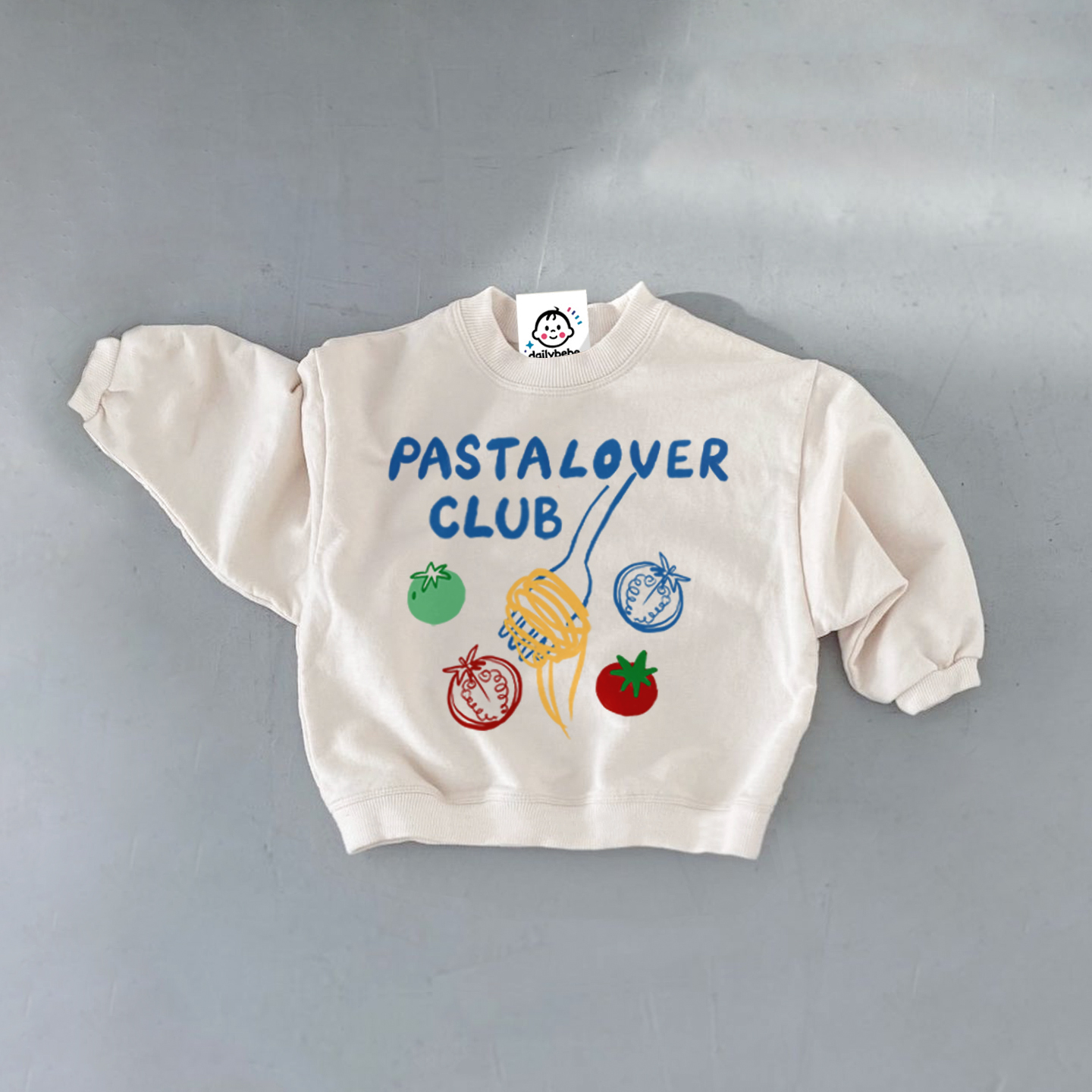 PASTA LOVER CLUB Baby BBQ Fish White Sweatshirt