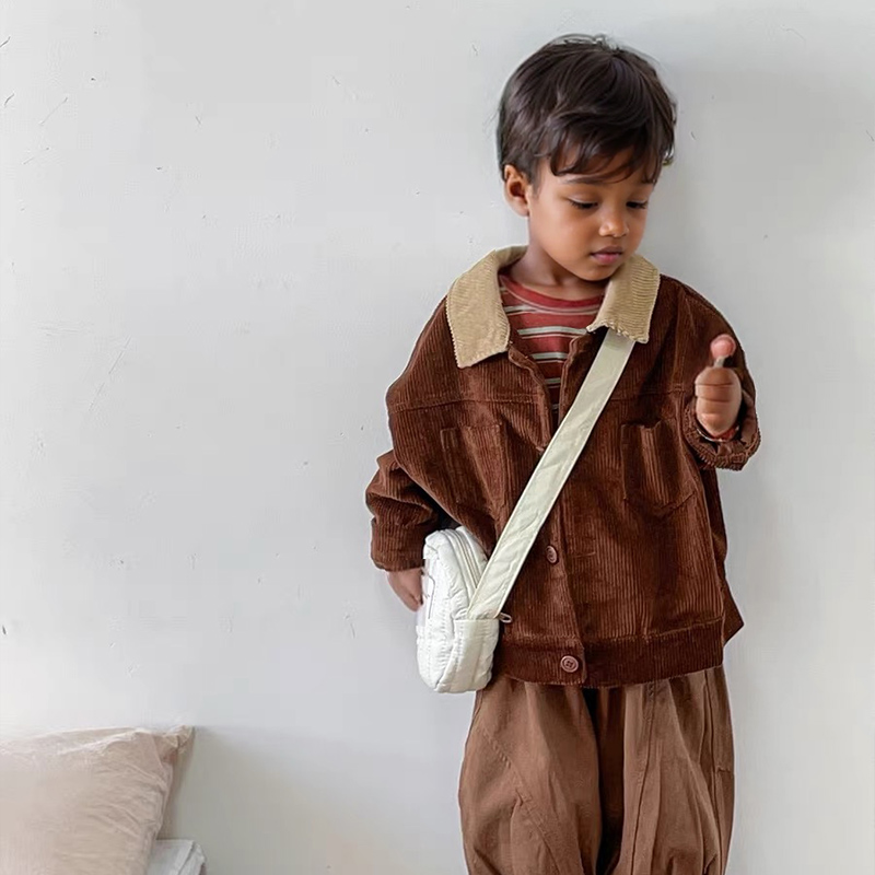 Toddler Solid Color Corduroy Lapel Jacket