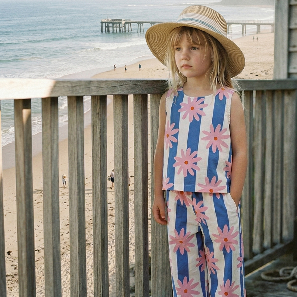 Baby & Kids Sunflowers Blue Stripe 2 Piece Set