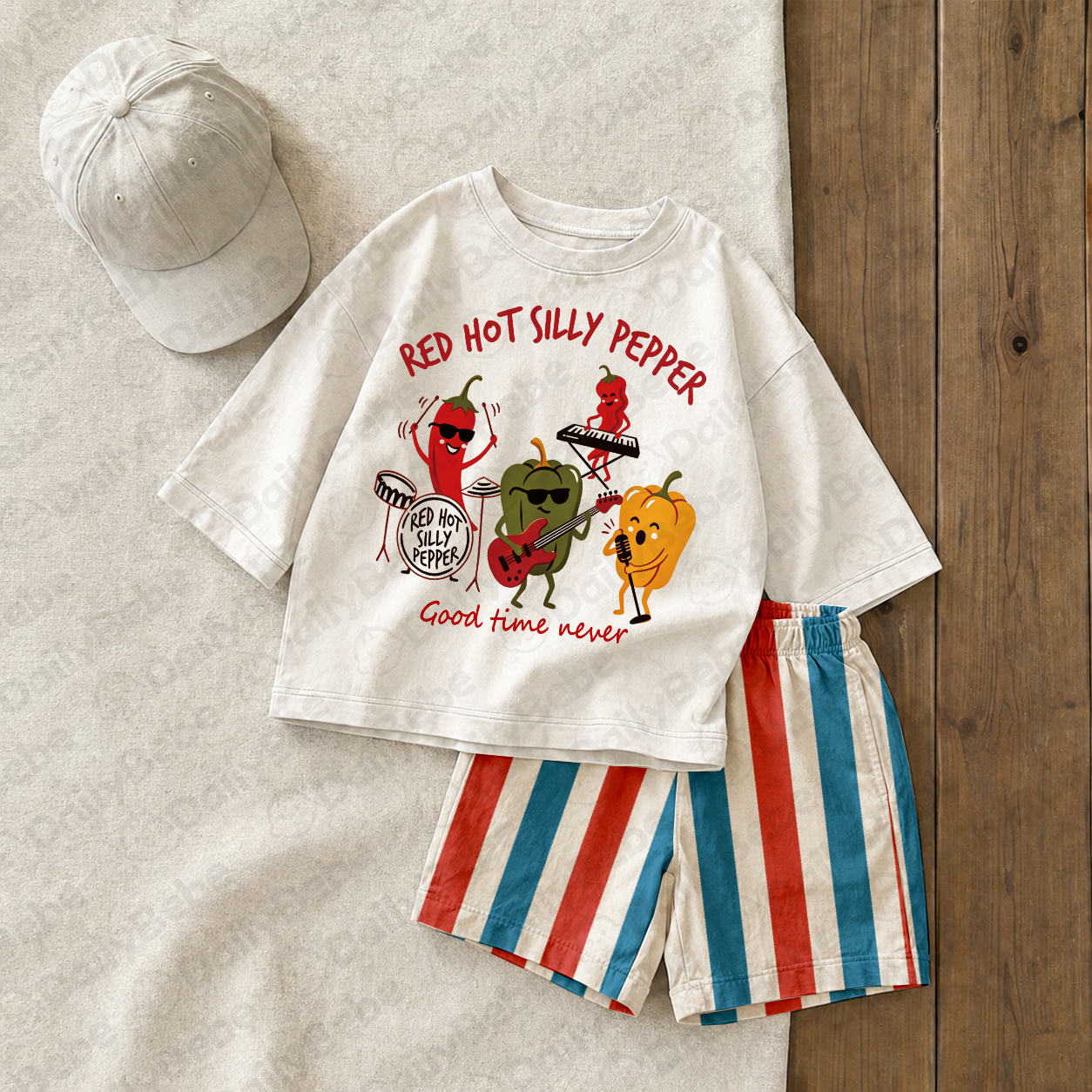 Baby & Kids Dog Skateboard Colorful Plaid 2 Piece Set
