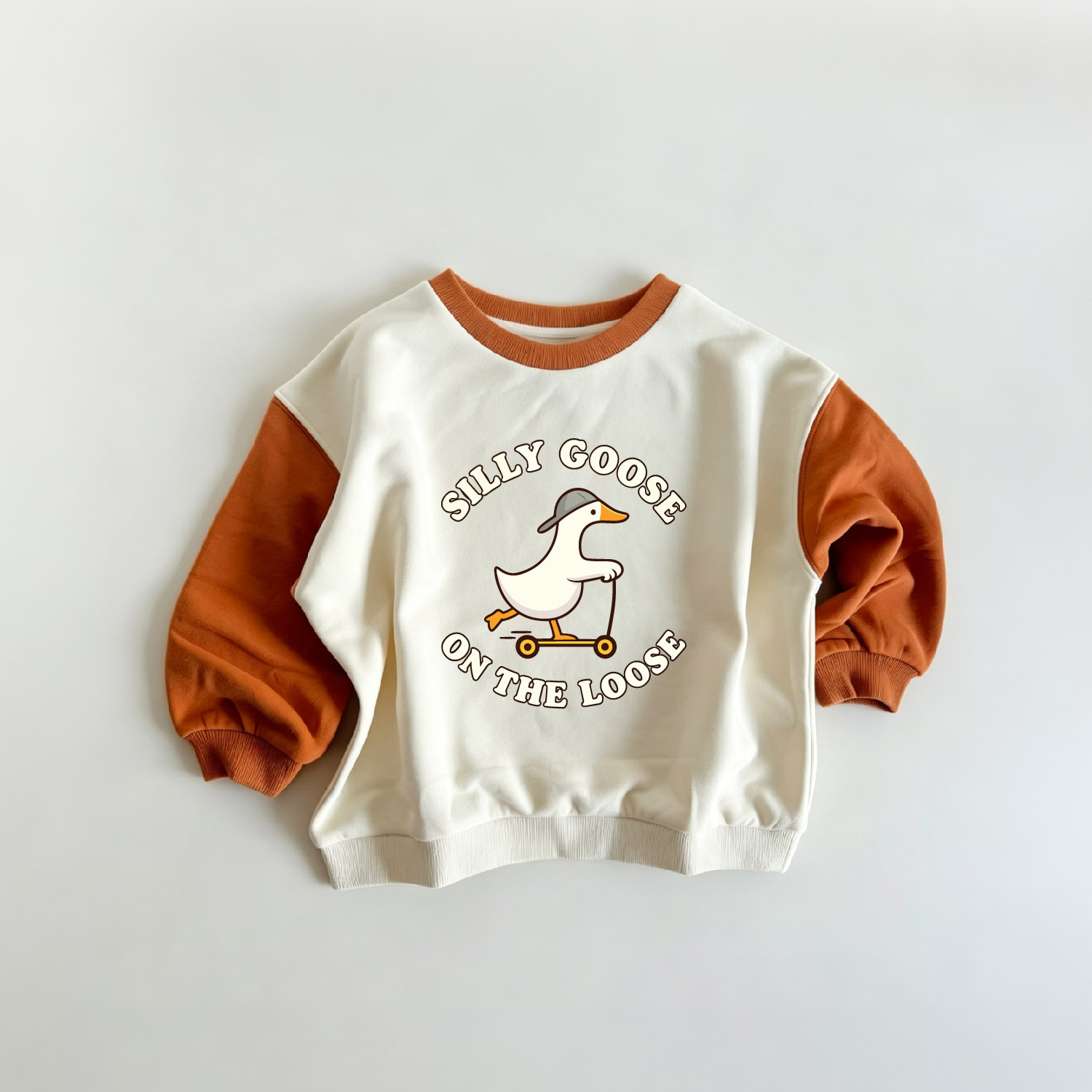 SILLY GOOSE ON THE LOOSE Baby & Kids Color Blocking ​​Sleeves Sweatshirt
