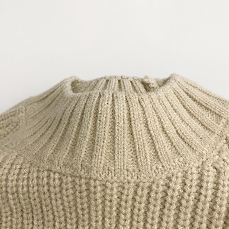 Toddler Beige Chunky Knitted Striped Sweater