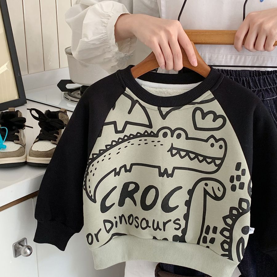 Toddler Boy Dinosaur Doodle Thicken Sweatshirt