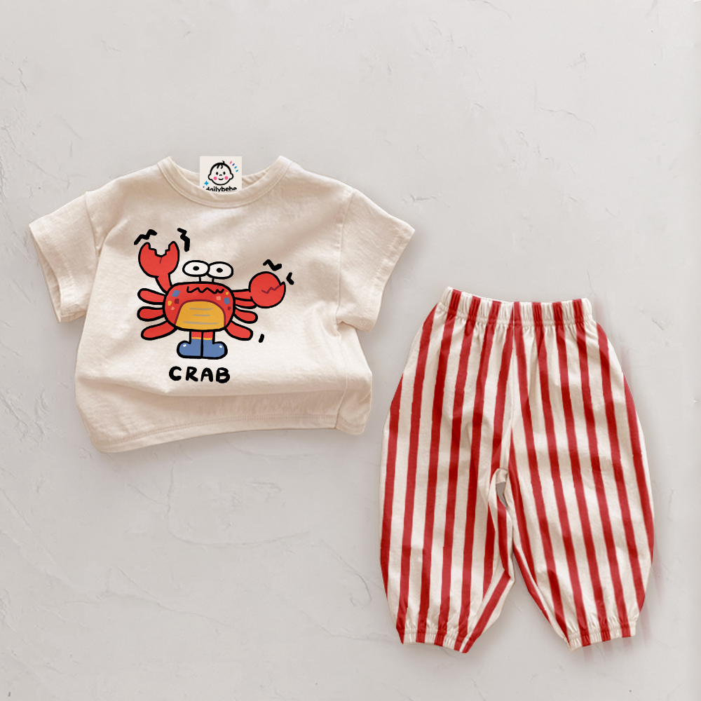 Baby 2 Piece Crab Stripe Pants Sets