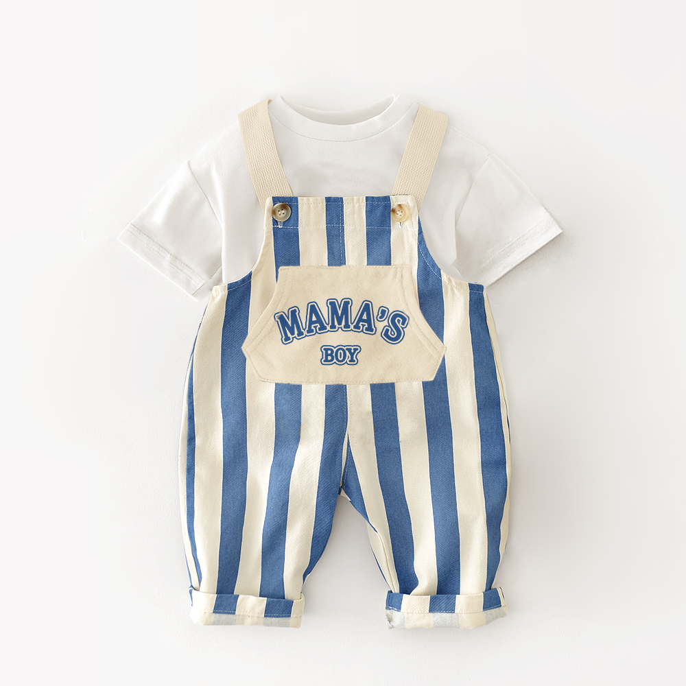 MAMA'S BOY Baby Slogan Overalls