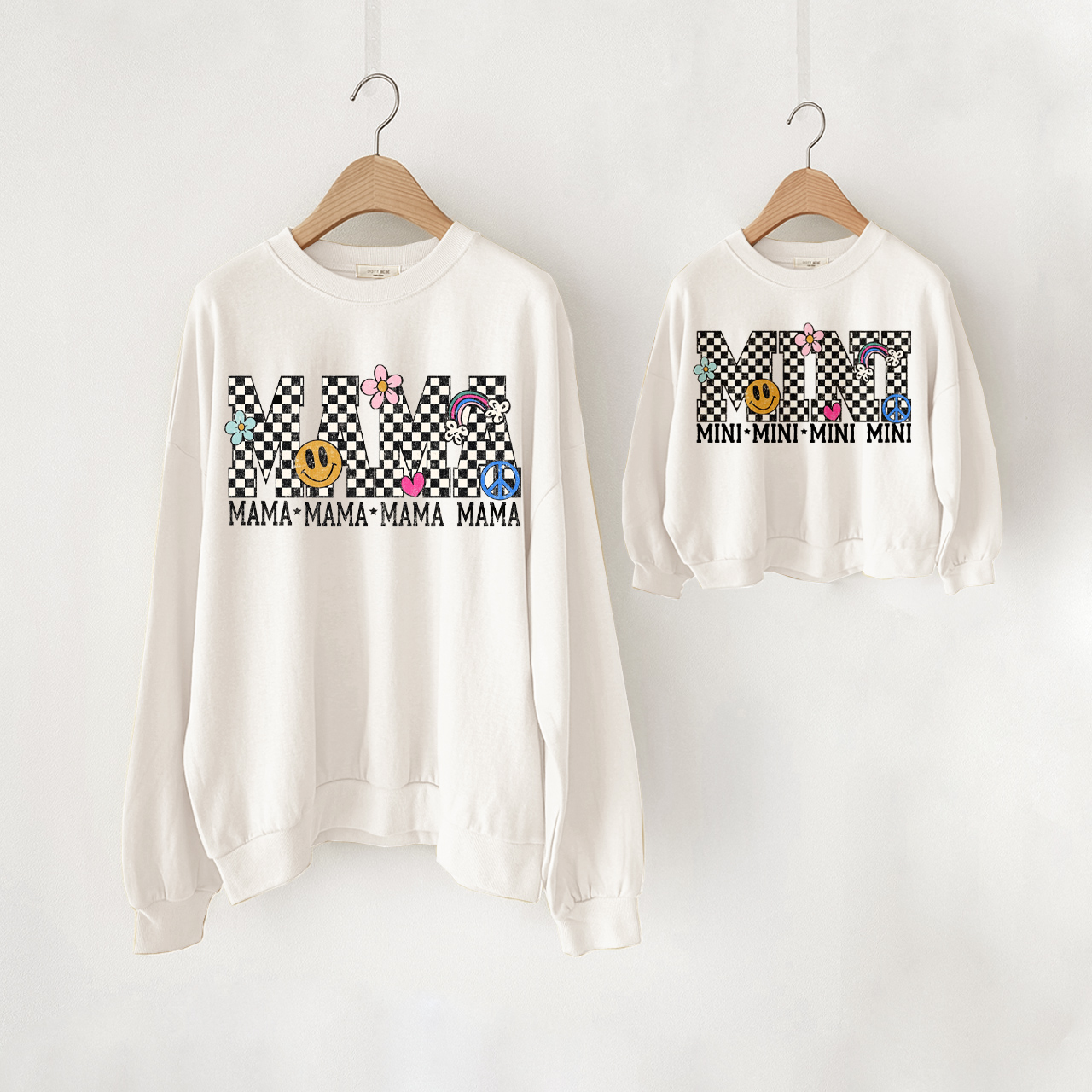 Mama and Me Checkerboard Smile Face Sweatshirt