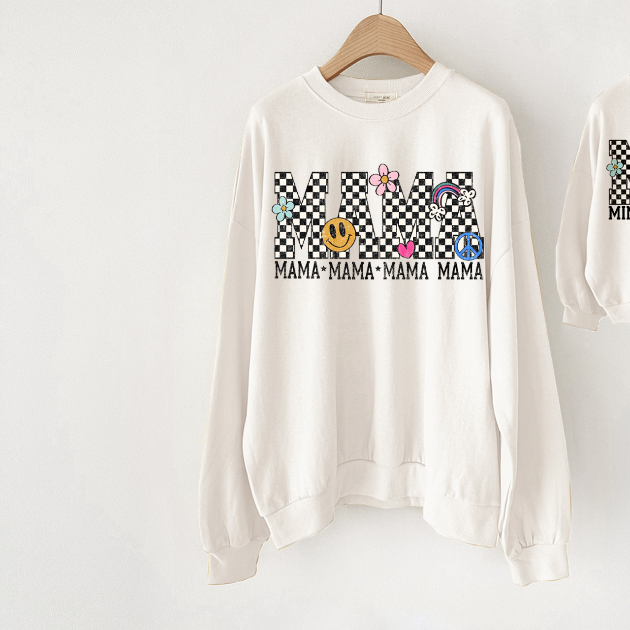 Mama and Me Checkerboard Smile Face Sweatshirt