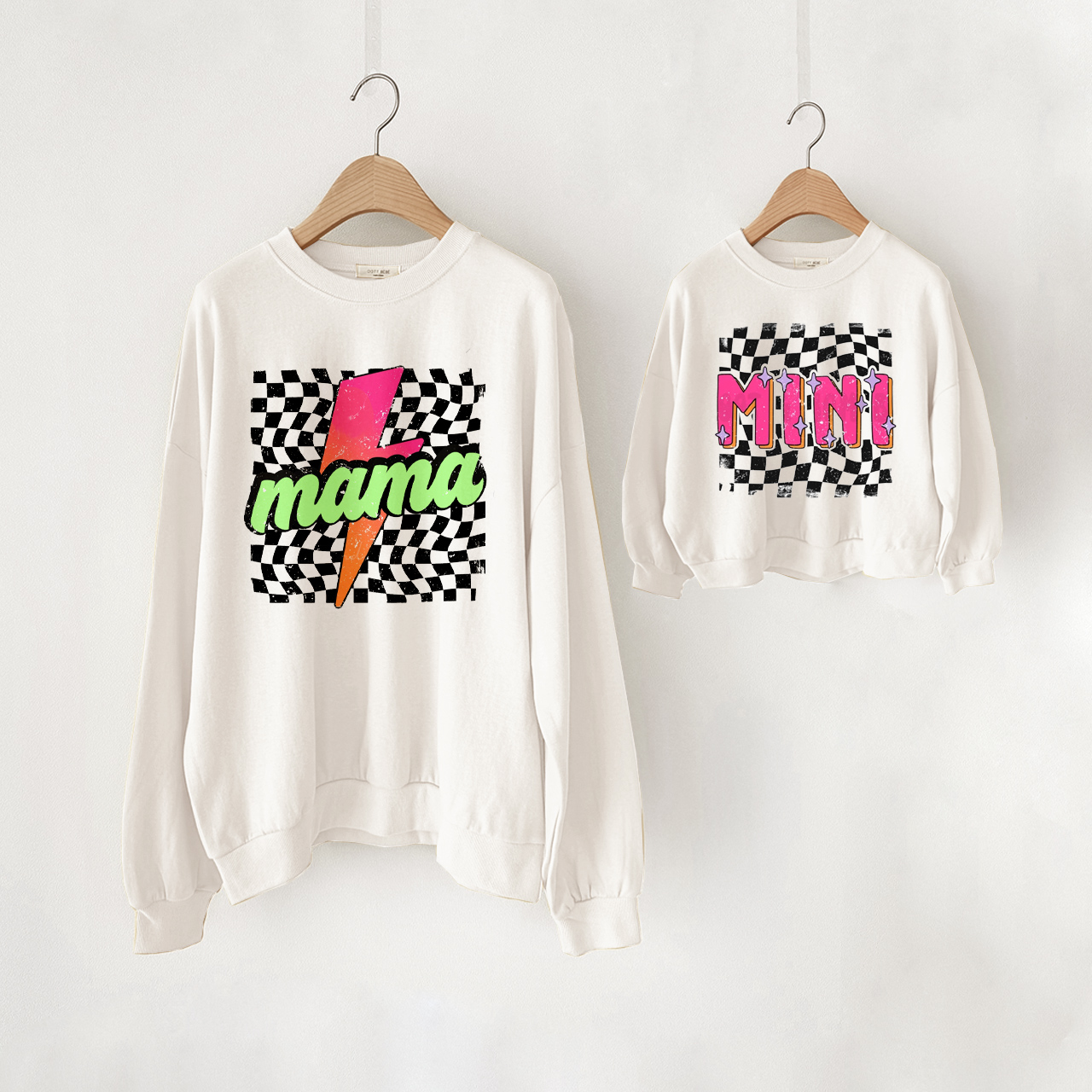 Mama and Me Checkerboard Lightning Sweatshirt