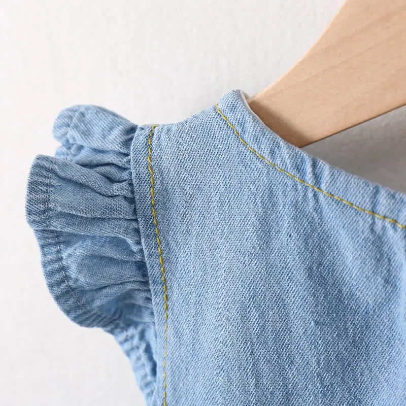 Baby Denim Pocket Bunny Ruffled Dress