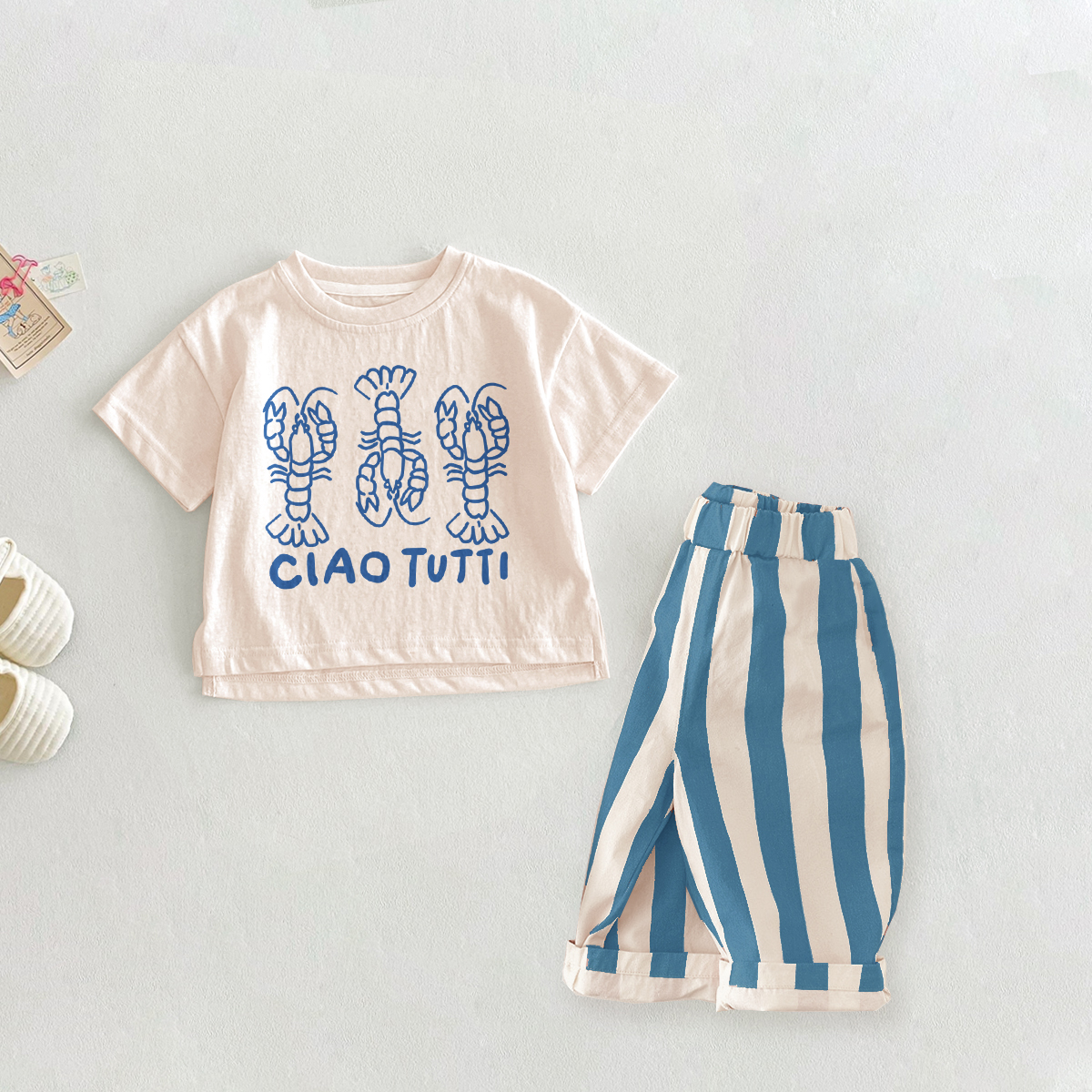 CIAO TUTTI Baby Lobster Top and Stripe Pants Set