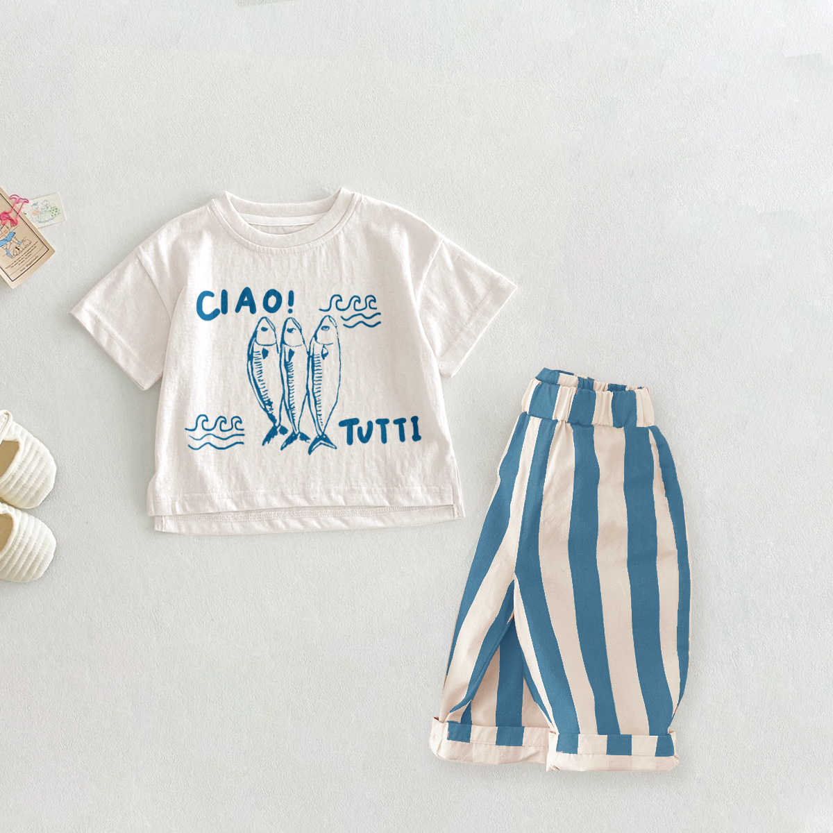 CIAO TUTTI Baby 2-Piece Fish Stripe Pants Set