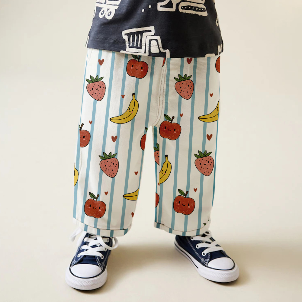 Baby & Kids Strawberry Banana Apple Stripe Pattern Pants