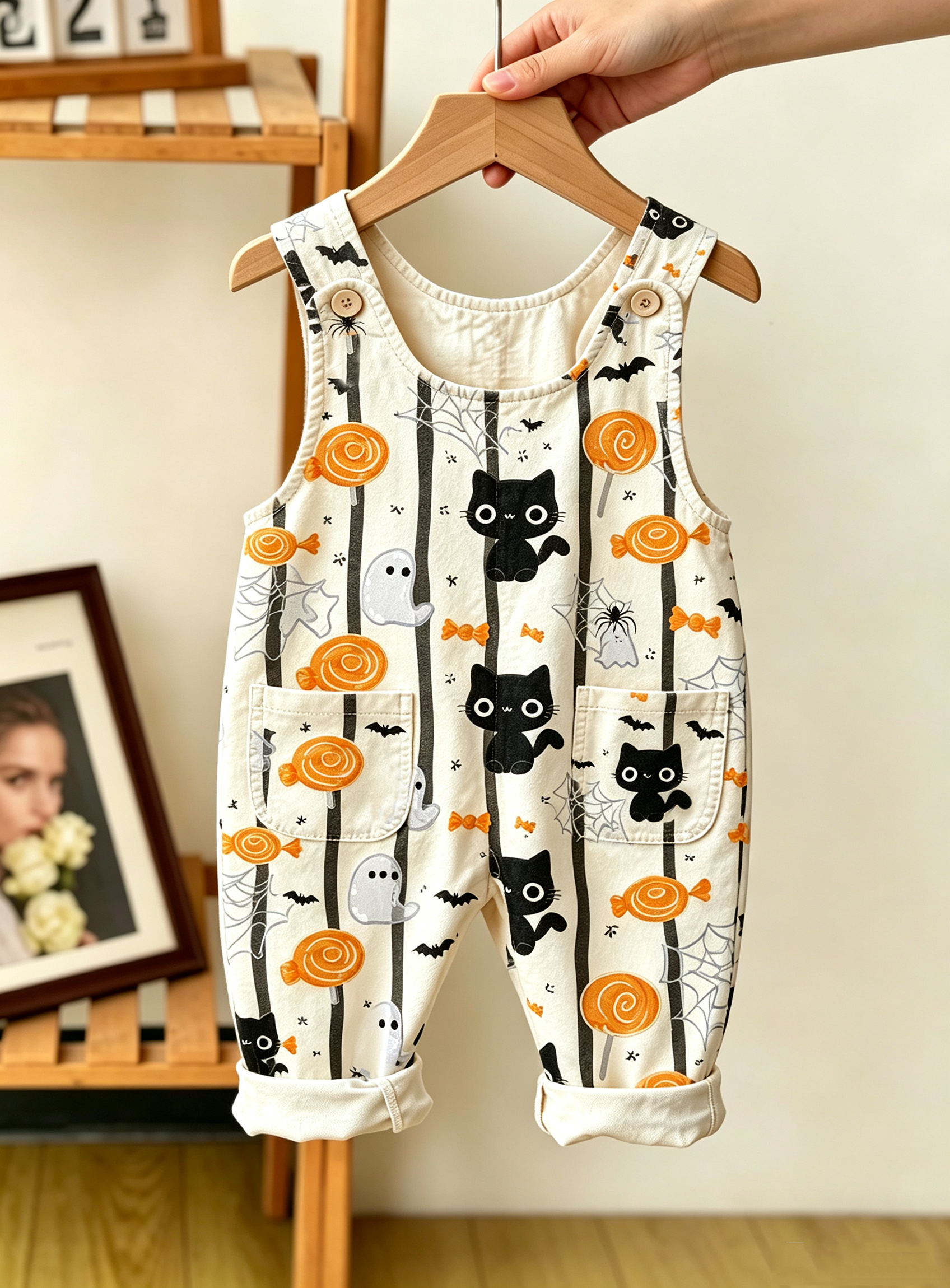Baby Toddler  Candy Cat Overalls