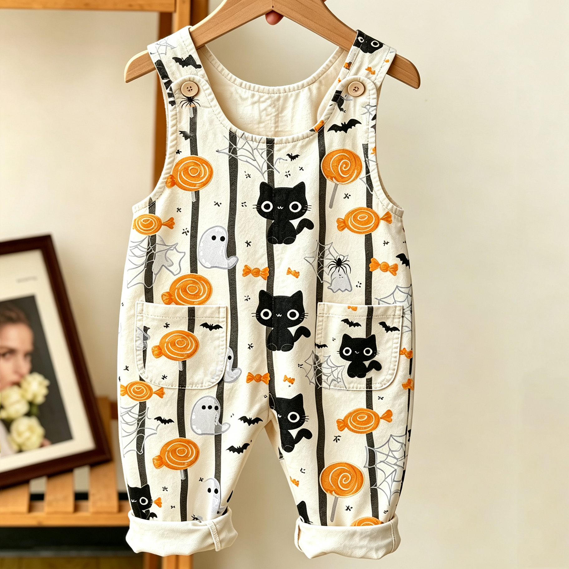 Baby Toddler  Candy Cat Overalls