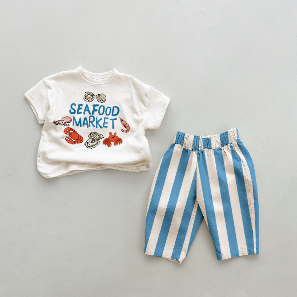 Baby 2-Piece Seafood Market Stripe Pants Set