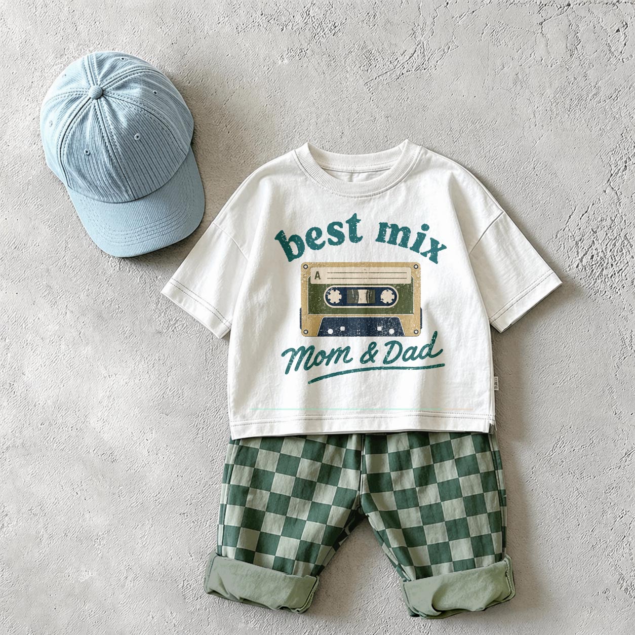 Baby & Kids Dog Skateboard Colorful Plaid 2 Piece Set