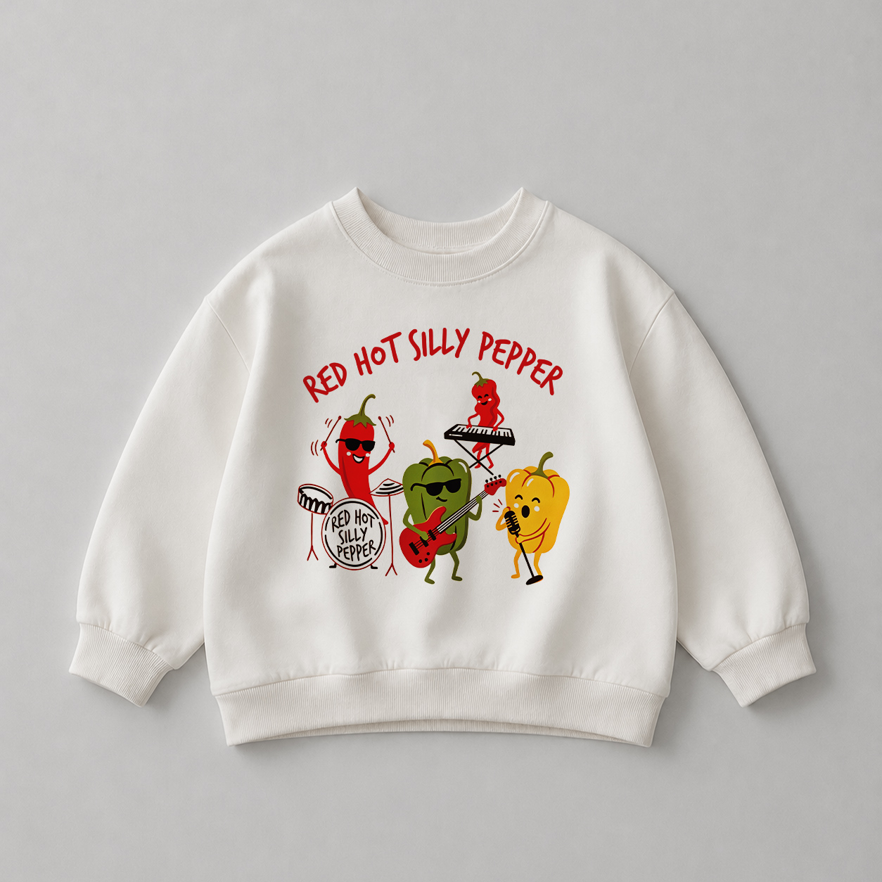 RED HOT SILLY PEPPER Baby White Sweatshirt