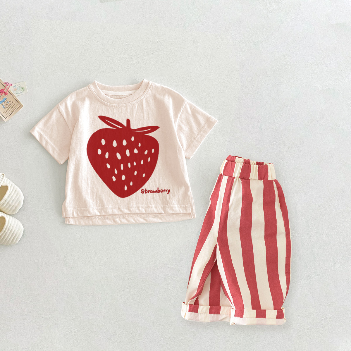 STRAWBERRY Baby 2-Piece Red Casual Pants Set