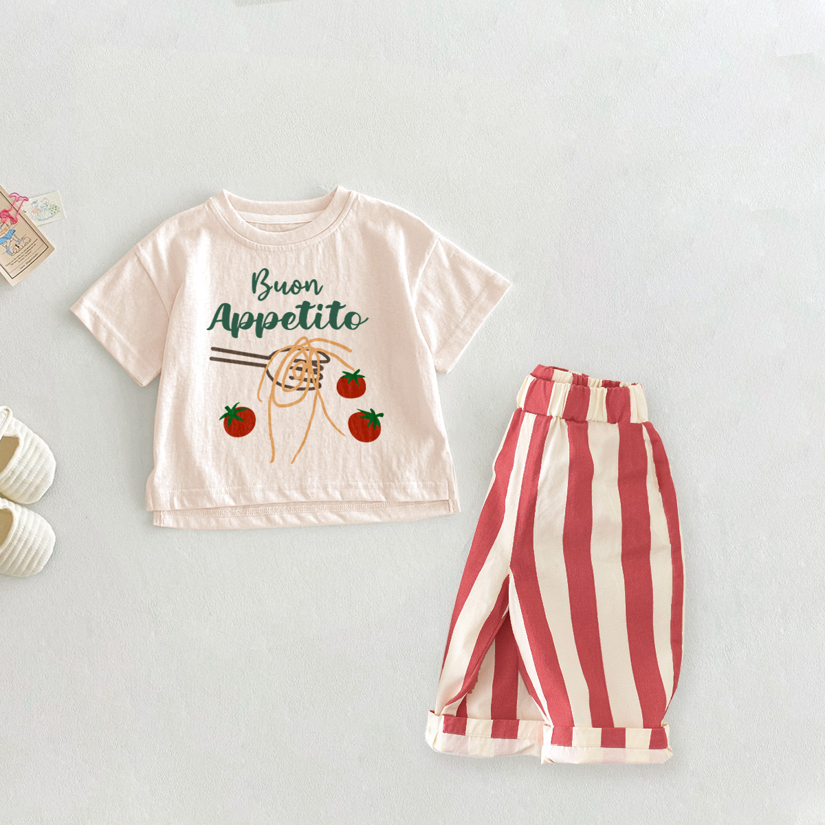 BUON  Baby 2-Piece Red Casual Pants Set