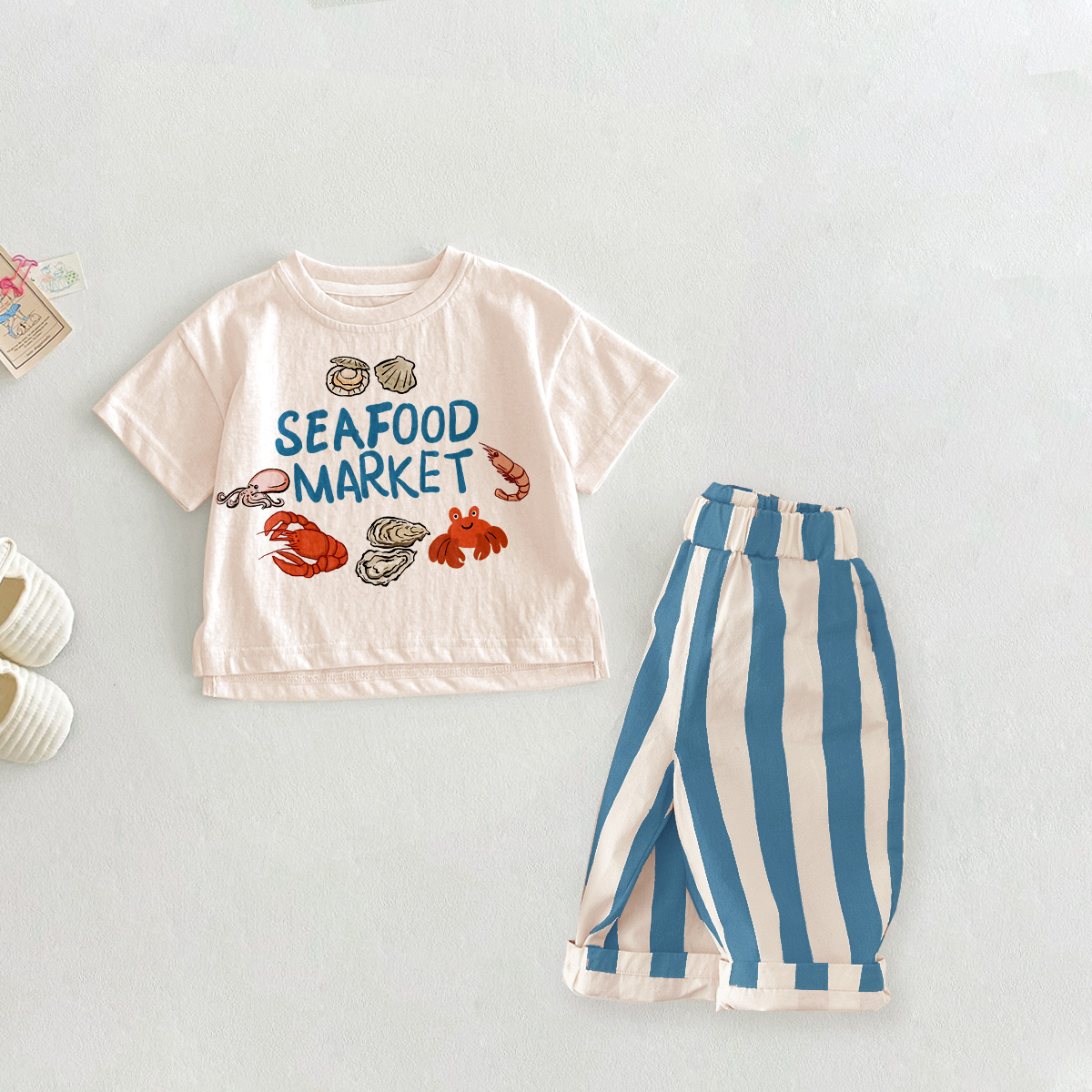 Baby 2-Piece Seafood Market Stripe Pants Set