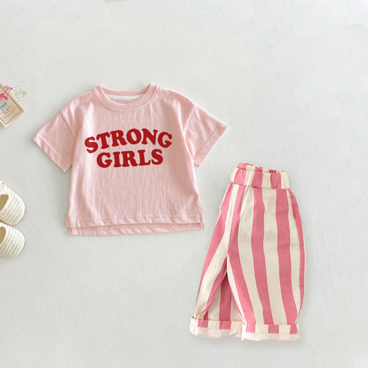 STRONG GIRL Baby Toddler 2-Piece Slogan Set