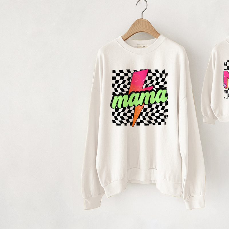 Mama and Me Checkerboard Lightning Sweatshirt