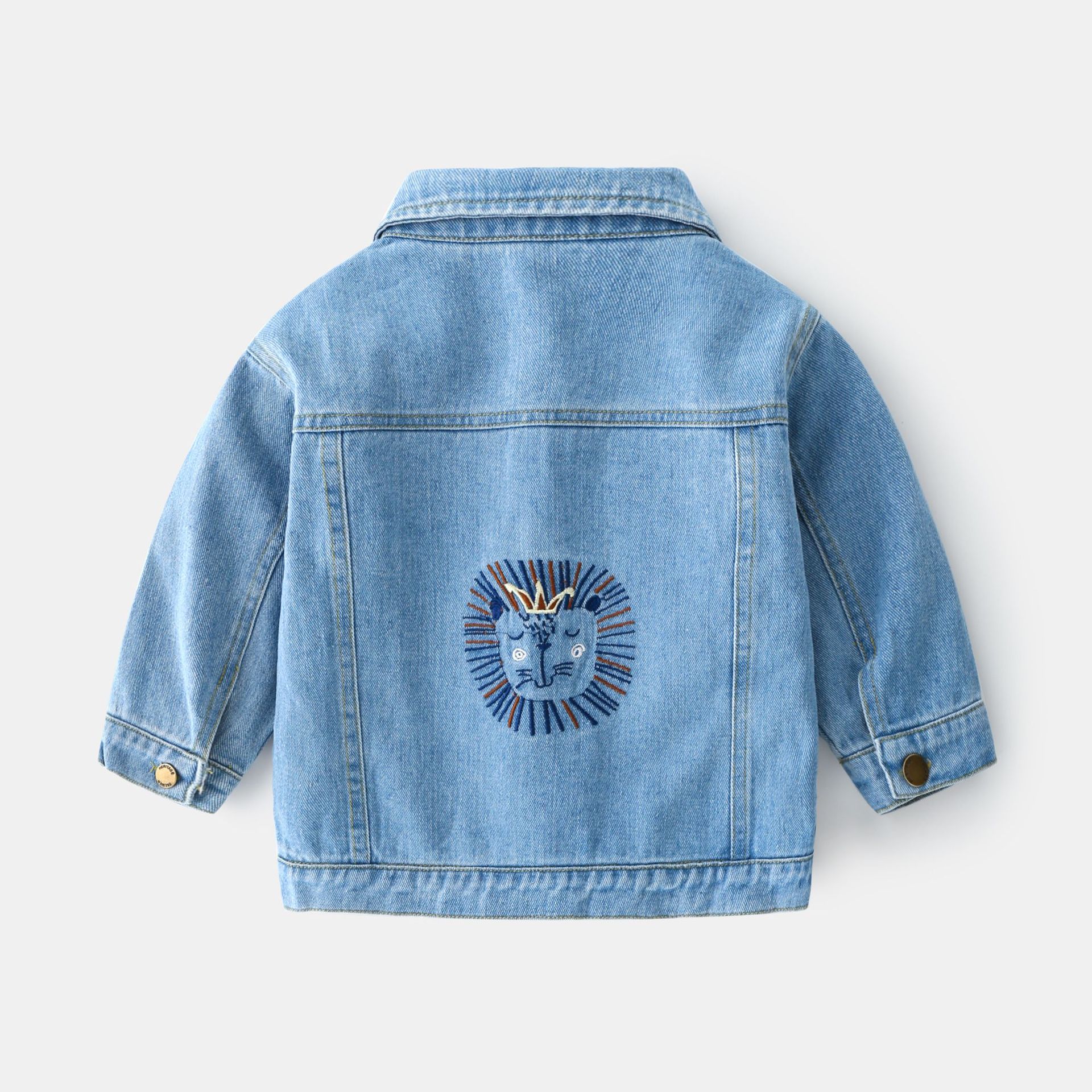 Kid Boy Embroidered Lion Blue Denim Jacket