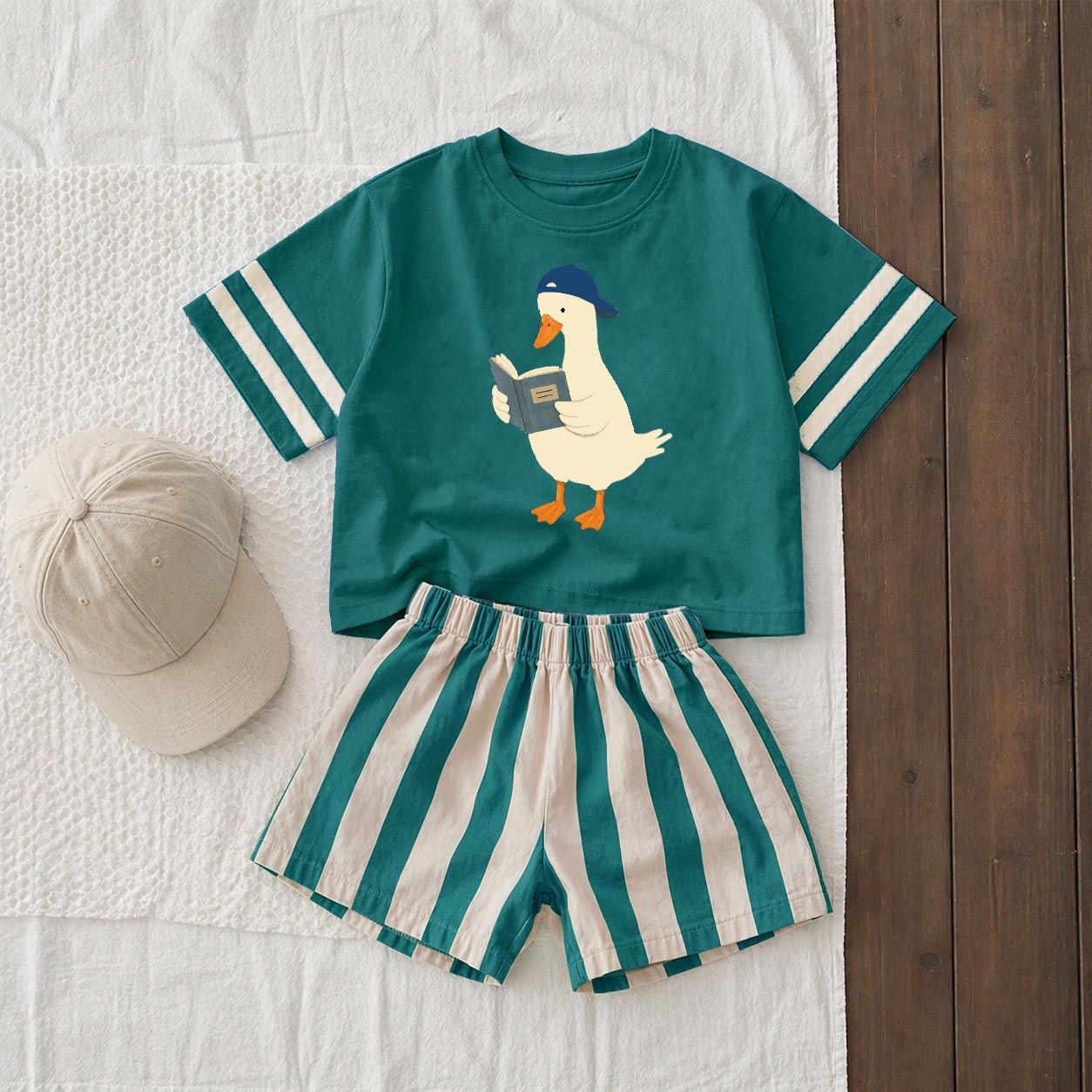 Baby & Kids Reading Goose Tee and Shorts Sets