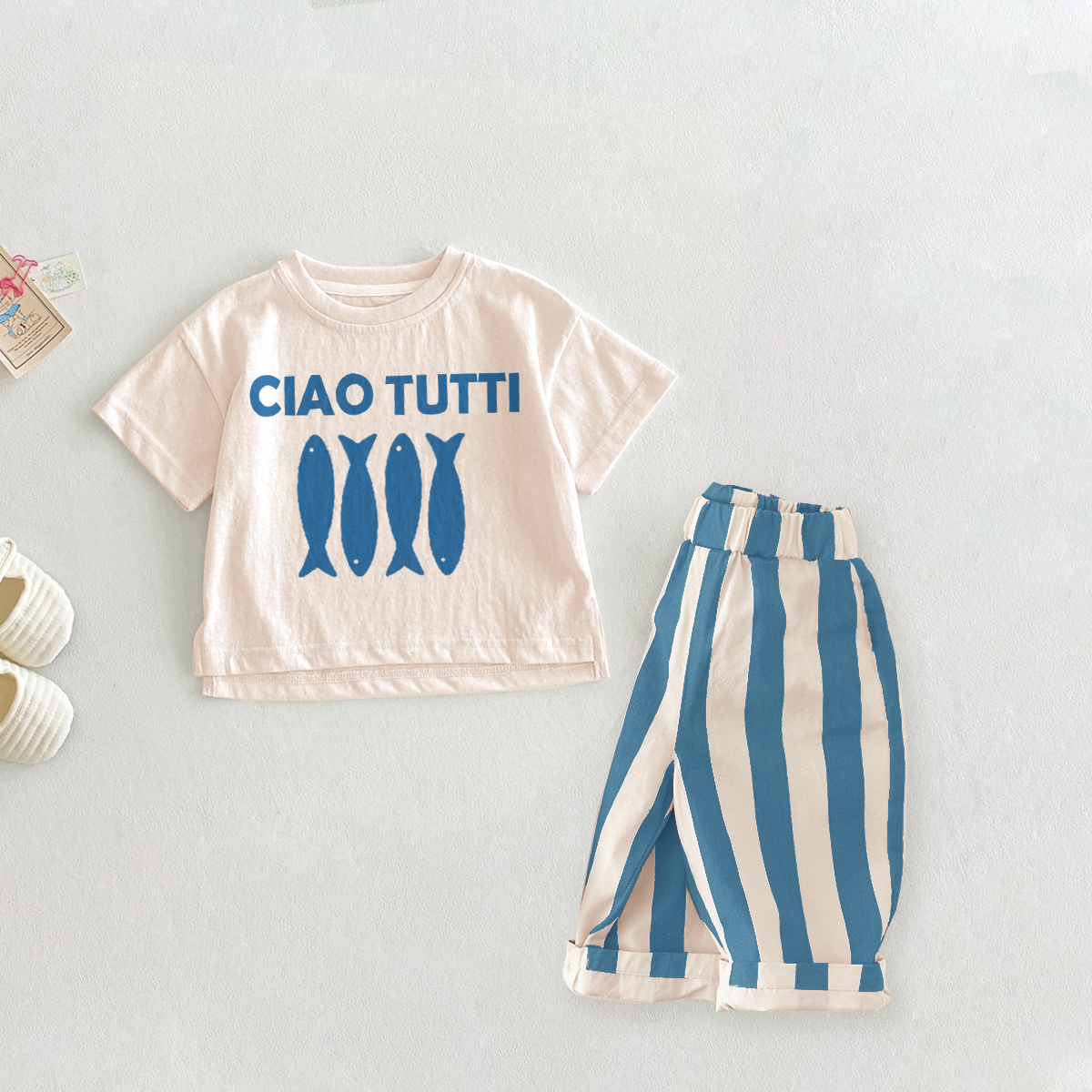 CIAO TUTTI Baby 2 Piece Fish Stripe Pants Set