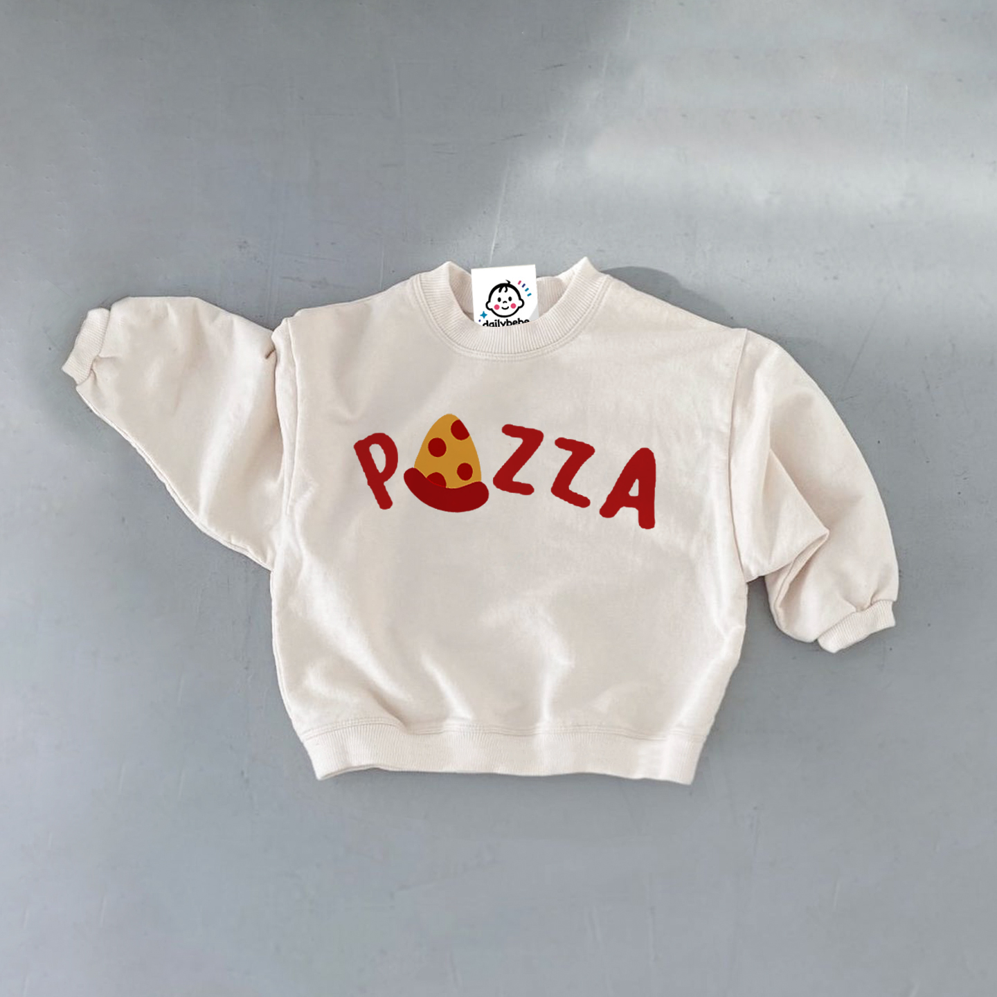 PIZZA Baby Slogan White Sweatshirt